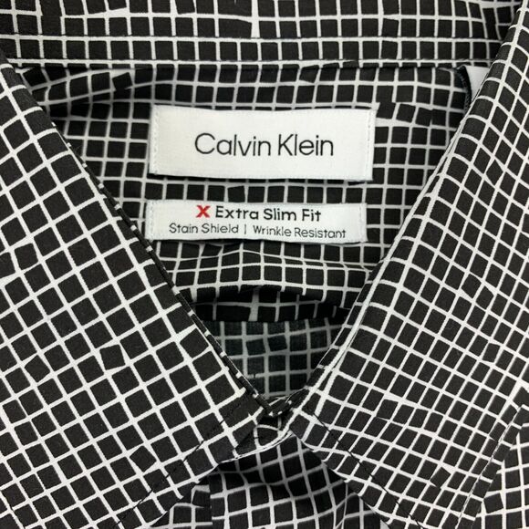 Calvin Klein Mens Extra Slim Fit Stretch Untucked Button Down Shirt Black M - Picture 3 of 4